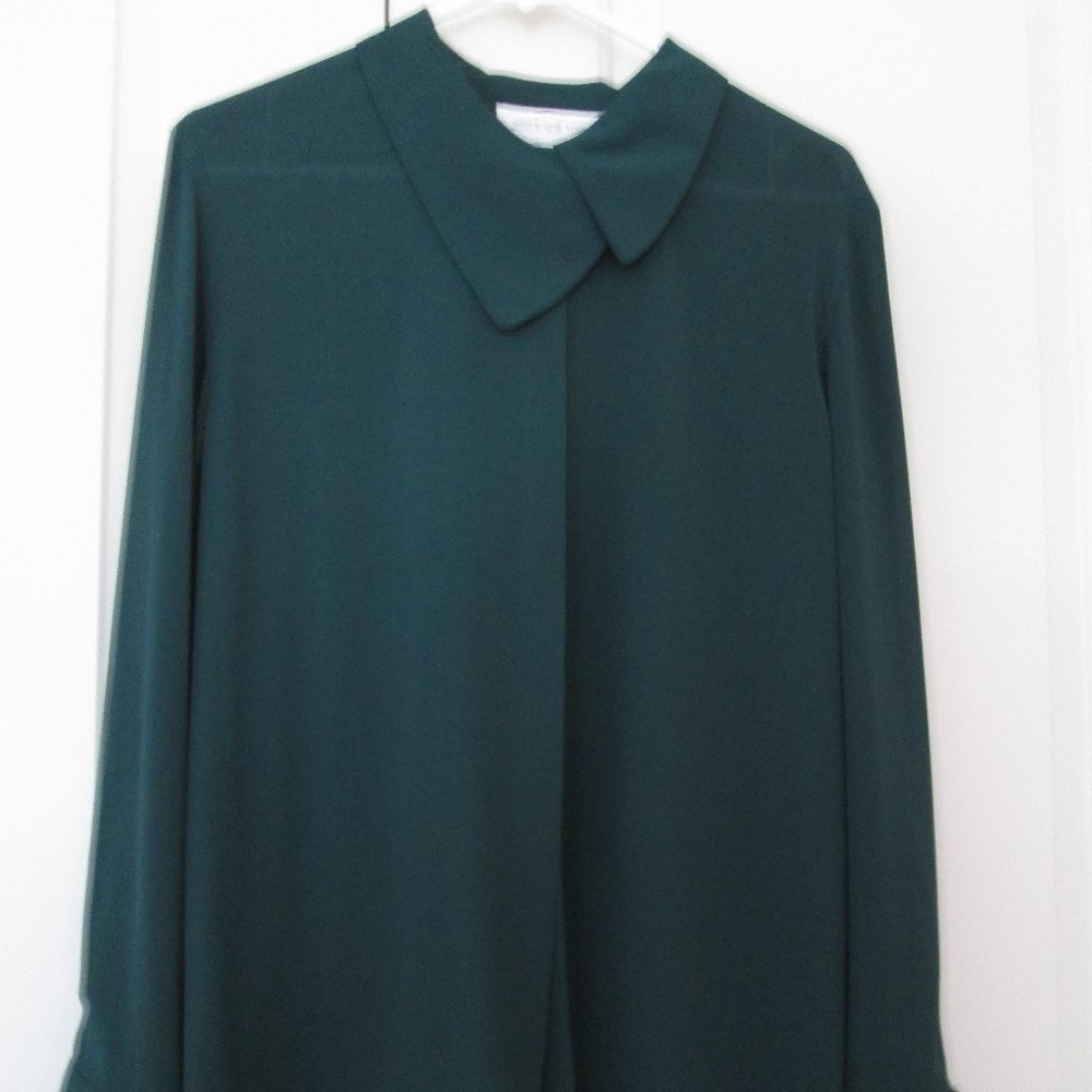 Jones New York Dark Green Classic Blouse 10
